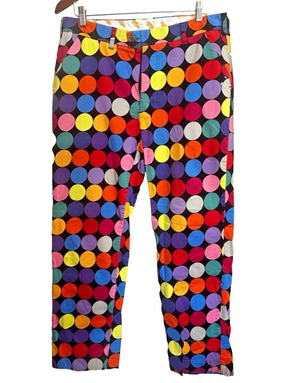 Loudmouth Woodworth Golf Trousers Disco Polka Dot Pants 36 x 32 John Daly AOP.